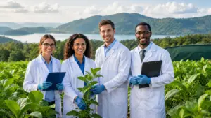multicultural positioning diverse group of scientists