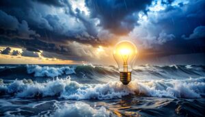 chemical industry innovation lightbulb in storm