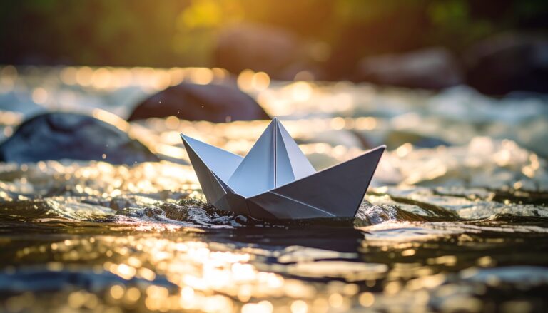 recession-ready leadership paper boat on turbulent waters