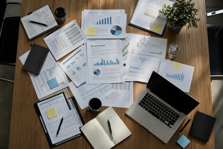 buying process messy desk