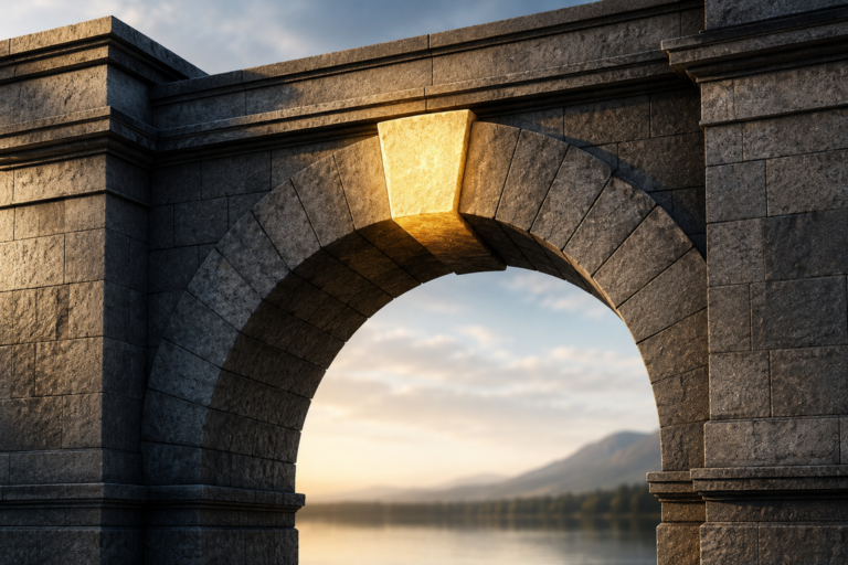 Stone arch bridge at golden hour