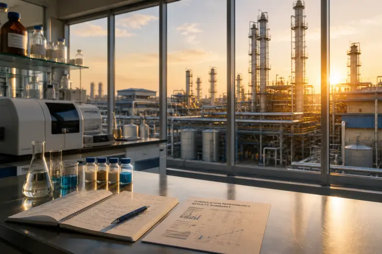 technical validation - Industrial sunrise from a modern lab