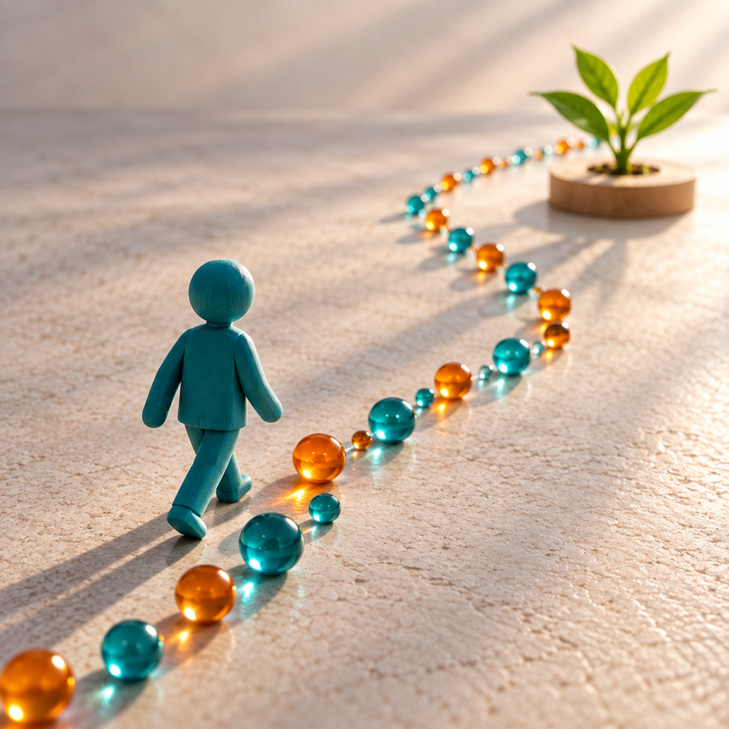 Small Business Growth Opportunities Teal Figurine Following a Growth Path